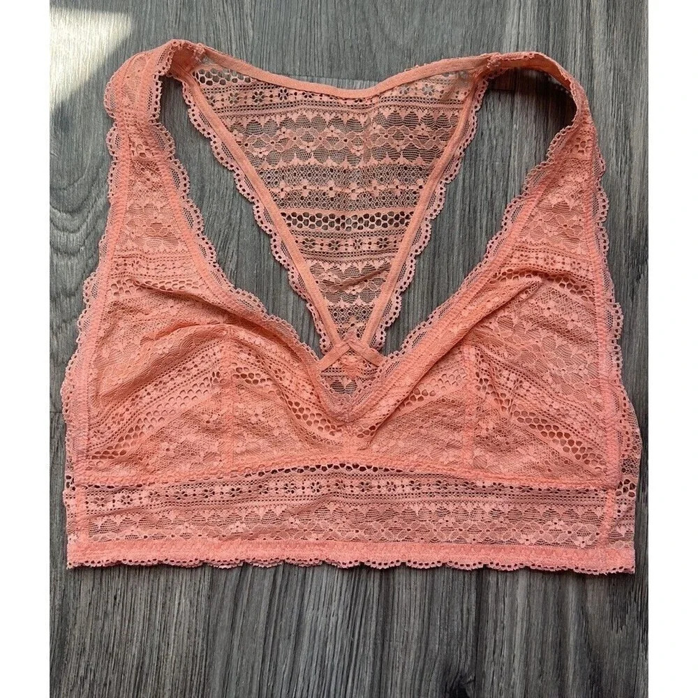 Victoria’s Secret Seamless Racerback Lace Bralette Orange Size Small